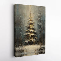 Impressionist Snowy Winter Forest Print, Christmas Tree Canvas Wall Art, Holiday Landscape Poster, Digital Download
