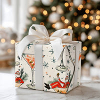 Cheerful Christmas Cocktail Gift Wrap, Humorous Santa Martini Wrapping Paper, Humorous Holiday Wrapping Paper, Secret Santa Gift Wrap Roll