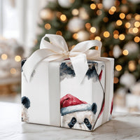 Watercolor Santa Panda Gift Wrap, Panda Christmas Wrapping Paper, Adorable Animal Holiday Wrapping Paper, Festive Winter Wrapping Paper Roll