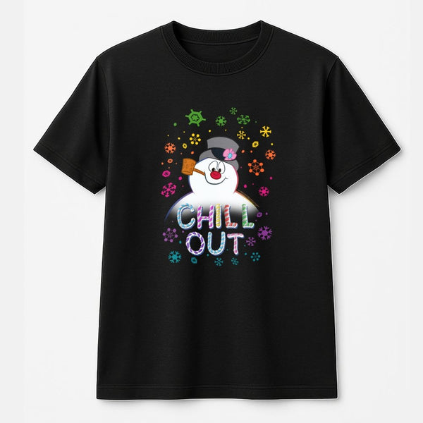 Retro Festive Holiday Graphic Tee, Chill Out Snowman T-Shirt, Humorous Winter Snowman Shirt, Adorable Sarcastic Christmas Gra