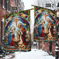Stained Glass Holy Family Yard Flag, Nativity Scene Garden Flag, Double-Sided Christian Christmas Lawn Flag
