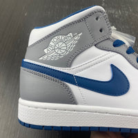 Mid Top Basketball Shoes, Blue White Gray Colorway, Lace Up Design, Casual Gift for Shoe Lovers