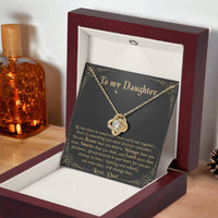 Dad to Daughter Love Knot Pendant, To My Daughter Love Knot Necklace, Cubic Zirconia Love Knot Jewelry, Birthday Christmas Keepsake Present