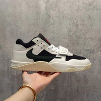Low Top Sneakers, White Black Green Colorway, Reverse Hook Design, Lace Up Design, Casual Gift for Sneaker Fans