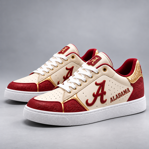 ALA Crimson Script - Cream and Gold Low Top Sneakers - main