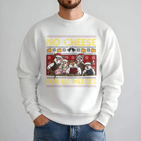 Ugly Christmas Mouse Sweatshirt, No Cheese for Us Meeces Sweatshirt, Humorous Holiday Crewneck, Adorable Xmas Graphic Sweatshirt, Holiday Present