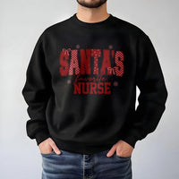 Festive Checkered Christmas Crewneck, Santa's Favorite Nurse Sweatshirt, RN Hospital Holiday Shift Sweater, Nurse Life Winter Pullover
