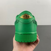 Low Top Sneakers, Green Gold Colorway, Lace Up Design, Casual Gift for Sneaker Fans
