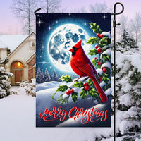 Merry Christmas Winter Bird Flag, Cardinal Christmas Garden Flag, Double-Sided Red Cardinal Yard Flag, Holiday Lawn Flag Decor Present