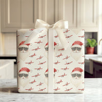 Airplane Christmas Gift Wrap, Aviator Santa Wrapping Paper, Vintage Pilot Santa Wrapping Paper, Aviation Holiday Gift Wrap, Pilot Gift Wrap