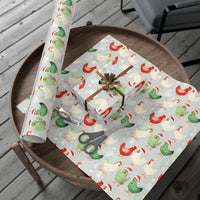 Santa Hat Rooster Gift Wrap, Christmas Chicken Wrapping Paper, Farmhouse Holiday Wrapping Paper, Humorous Animal Gift Wrap, Xmas Present Paper