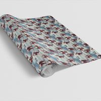 Snowy Mountain Holiday Wrapping Paper, Skiing Santa Christmas Wrapping Paper, Winter Sports Gift Wrap, Ski Lover Christmas Present Paper