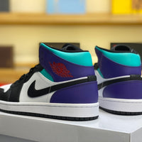 Mid Top Sneakers, White Black Purple Colorway, Lace Up Design, Casual Gift for Sneaker Fans