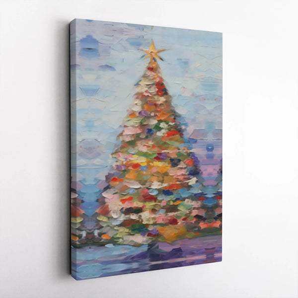 Impasto Oil Painting Canvas Print, Abstract Christmas Tree Canvas Art, Festive Holiday Canvas Wall Art, Winter Decor, Xmas Se