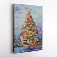 Impasto Oil Painting Canvas Print, Abstract Christmas Tree Canvas Art, Festive Holiday Canvas Wall Art, Winter Decor, Xmas Seasonal Present