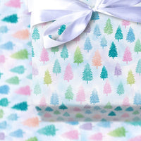 Watercolor Pine Tree Gift Wrap, Pastel Christmas Tree Wrapping Paper, Colorful Holiday Tree Wrapping Paper, Whimsical Winter Gift Wrap Roll
