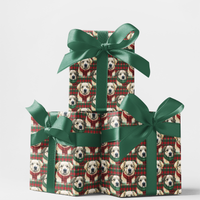 Plaid Winter Dog Gift Wrap, Great Pyrenees Christmas Wrapping Paper, Festive Dog Lover Wrapping Paper, Holiday Present Roll