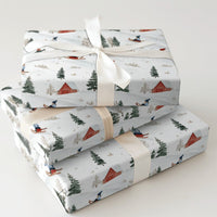 Sledding Kids Holiday Gift Wrap, Winter Skiing Christmas Wrapping Paper, Whimsical Snow Day Gift Wrapping Paper, Rustic Winter Present Paper