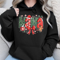 Festive Holiday Mama Sweatshirt, Retro Leopard Print Christmas Mama Hoodie, Adorable Comfy Mom Hooded Pullover, Xmas Winter Mama Hoodie Present
