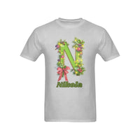 Botanical Monogram Holiday T-Shirt, Nikola Christmas Letter N Shirt, Christmas Monogram Tee, Personalized Name Shirt, Winter Holiday Present