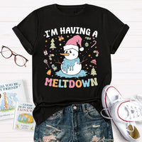 Humorous Winter Holiday Graphic Shirt, Meltdown Snowman Christmas T-Shirt, Adorable Melting Snowman Humor Xmas Tee, Present