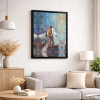 Holy Family with Donkey Canvas Art, Mary and Joseph Nativity Canvas Print, Christian Christmas Canvas, Religious Holiday Wall Decor Present