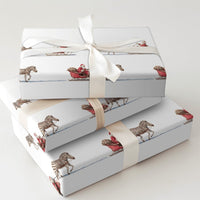 Santa Sleigh Zebra Holiday Gift Wrap, Zebra Sleigh Christmas Wrapping Paper, Whimsical Safari Wrapping Paper, Humorous Xmas Gift Wrap Roll