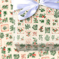 Holly Pine Gift Wrap, Vintage Botanical Christmas Wrapping Paper, Rustic Holiday Tile Wrapping Paper, Traditional Xmas Gift Wrapping Paper