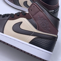 Mid Top Sneakers, Beige Black Colorway, Lace Up Design, Casual Gift for Sneaker Fans