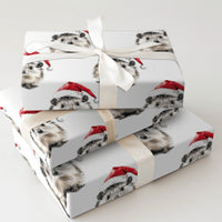 Santa Hat Animal Gift Wrap, Hedgehog Christmas Wrapping Paper, Adorable Hedgehog Holiday Wrapping Paper, Winter Wildlife Festive Wrapping Paper