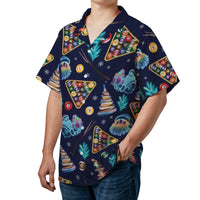 Neon Pool Aloha Shirt, Billiards Christmas Hawaiian Shirt, Santa Holiday Hawaiian Shirt, Tropical Xmas Button Up Shirt, Pool Player Present