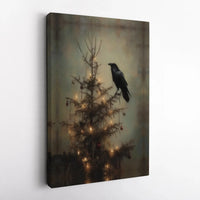 Dark Academia Winter Art Print, Gothic Raven Christmas Poster, Moody Crow Holiday Digital Download, Alternative Spooky Printable Wall Art