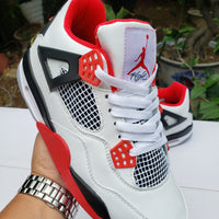 Sneakers, White Black Red Colorway, Lace Up Design, Casual Gift for Sneaker Fans