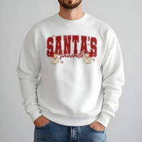 Retro Christmas Graphic Crewneck, Santa's Favorite Sweatshirt, Humorous Holiday Pullover, Vintage Xmas Sweater, Festive Apparel for Women