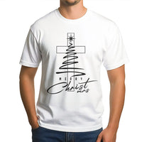 Minimalist Cross Tree Shirt, Religious Christmas T-Shirt, Christian Holiday Graphic Tee, Faith Based Xmas Shirt, Jesus Christmas Present