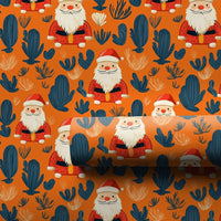 Desert Christmas Gift Wrap, Southwestern Santa Wrapping Paper, Cactus Holiday Present Wrapping Paper, Retro Orange Holiday Present Gift Wrap