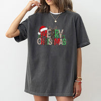 Leopard Reindeer Antlers Shirt, Merry Christmas T-Shirt, Buffalo Plaid Holiday Graphic Tee, Adorable Festive Xmas Outfit for Women