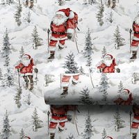 Snowy Mountain Santa Gift Wrap, Hiking Santa Wrapping Paper, Hiker Santa Christmas Paper, Trekking Present Wrap, Adventure Holiday Gift Wrap