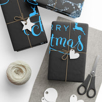 Holiday Ornament Gift Wrap, Blue Reindeer Christmas Wrapping Paper, Winter Pattern Wrapping Paper, Elegant Christmas Gift Wrapping Paper