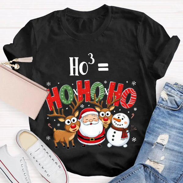 Humorous Ho Ho Ho Math Pun Shirt, Ho Cubed Math Teacher Christmas T-Shirt, Holiday Math Teacher Tee, Christmas Math Equation 