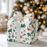 Festive Orange Dino Gift Wrap, Christmas Holly Dinosaur Wrapping Paper, Botanical Holiday Dinosaur Wrapping Paper, Adorable Kids Gift Wrap Roll