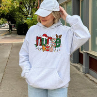 Festive Gingerbread Nurse Hooded Sweatshirt, Christmas Nurse Hoodie, Adorable Holiday Nursing Student Sweater, Xmas Nurse Present