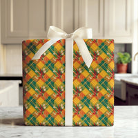 Tartan Plaid Holiday Gift Wrap, Floral Plaid Christmas Wrapping Paper, Rustic Green and Red Wrapping Paper, Winter Floral Gift Wrap Roll