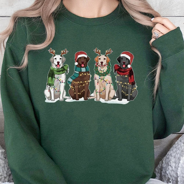 Festive Dog Antlers Crewneck, Christmas Labrador Sweatshirt, Holiday Labrador Sweater, Reindeer Dog Graphic Pullover, Dog Lov