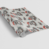 Santa Hat Mistletoe Christmas Gift Wrap, Holiday Night Owl Wrapping Paper, Festive Woodland Bird Wrapping Paper, Holiday Gift Wrap Roll