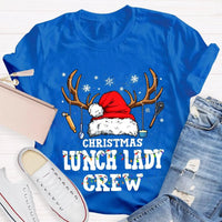 Santa Hat Kitchen Utensils Graphic Tee, Christmas Lunch Lady Shirt, School Cafeteria Worker Holiday T-Shirt, Lunch Lady Xmas Present