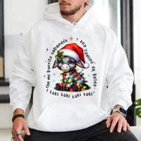 Adorable Donkey Christmas Lights Sweatshirt, Mi Burrito Sabanero Hoodie, Spanish Villancico Holiday Pullover, Festive Latino Family Hoodie