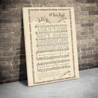 Vintage Christmas Carol Wall Art, O Holy Night Sheet Music Canvas Print, Hymn Lyric Canvas Art, Christian Holiday Wall Decor