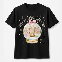 Nativity Christmas T-Shirt, Oh Come Let Us Adore Him Shirt, Snow Globe Christian Graphic Tee, Religious Holiday Shirt, Faith Xmas Tee