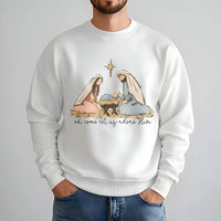 Oh Come Let Us Adore Him Sweater, Nativity Scene Sweatshirt, Christian Christmas Crewneck, Religious Holiday Sweatshirt